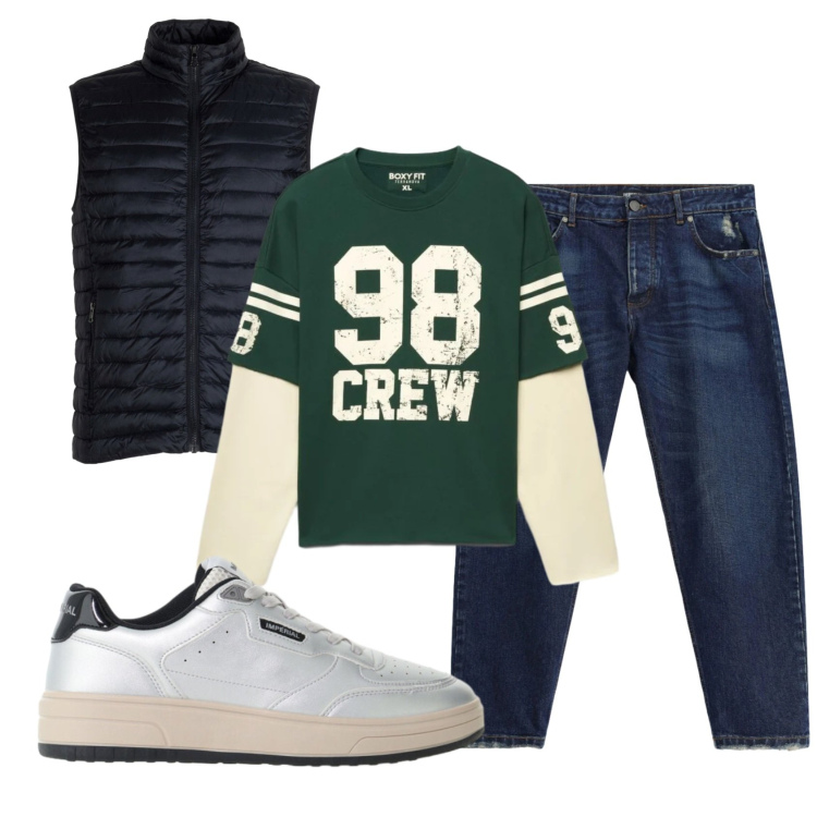 Outfit uomo - Total look #2492424. Stile Urban per Tutti i giorni. Abbinamento con jeans, sneakers, piumini, felpe.