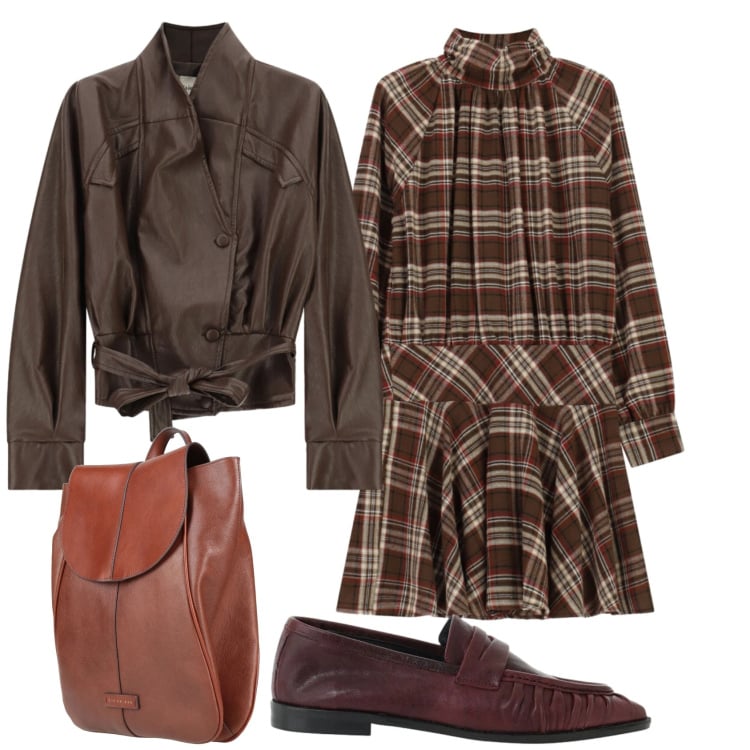 Outfit donna - Total look #2492444. Stile Preppy per Ufficio. Abbinamento con giacche, mocassini, vestiti corti, zaini.