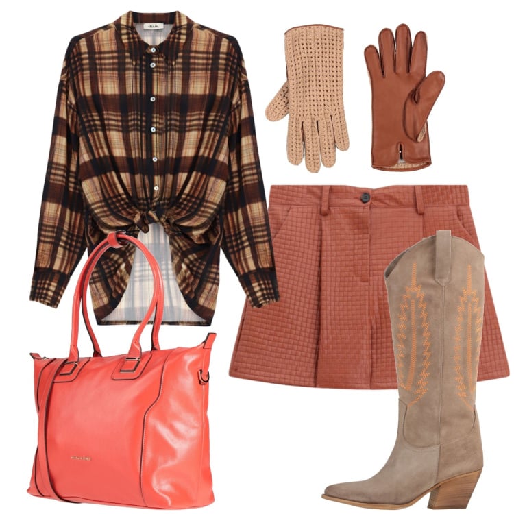 Outfit donna - Total look #2492449. Stile Vintage retrò per Ufficio. Abbinamento con camicie, shorts, guanti, zaini, stivali.