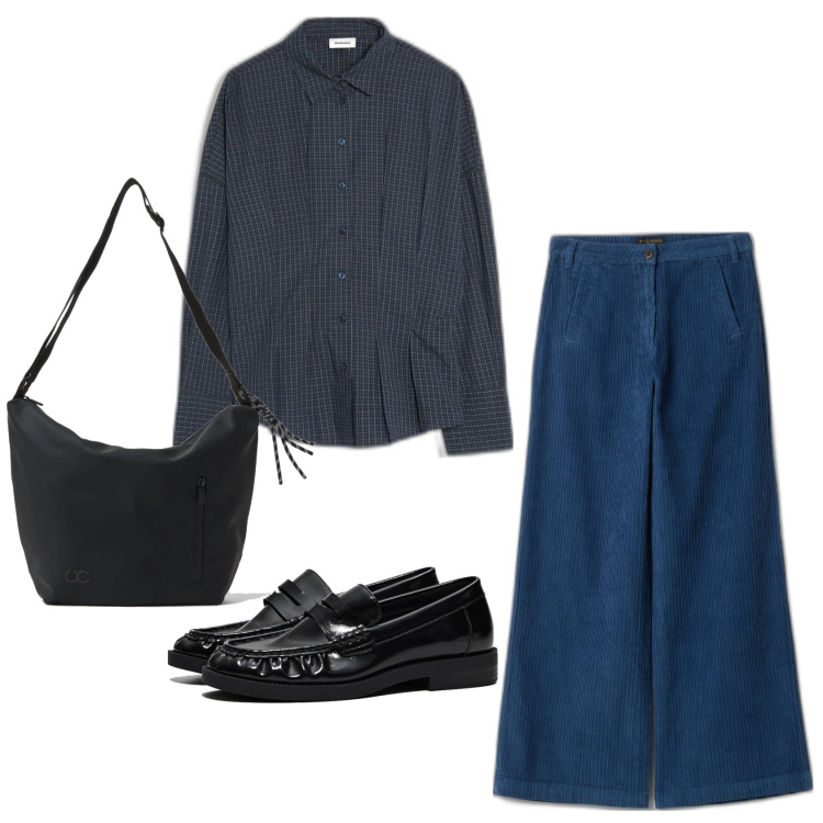 Outfit mujer - Urban style. Estilo Urban para Todos los días. Combinación con bolsos de hombro, mocasines, camisas, pantalones.