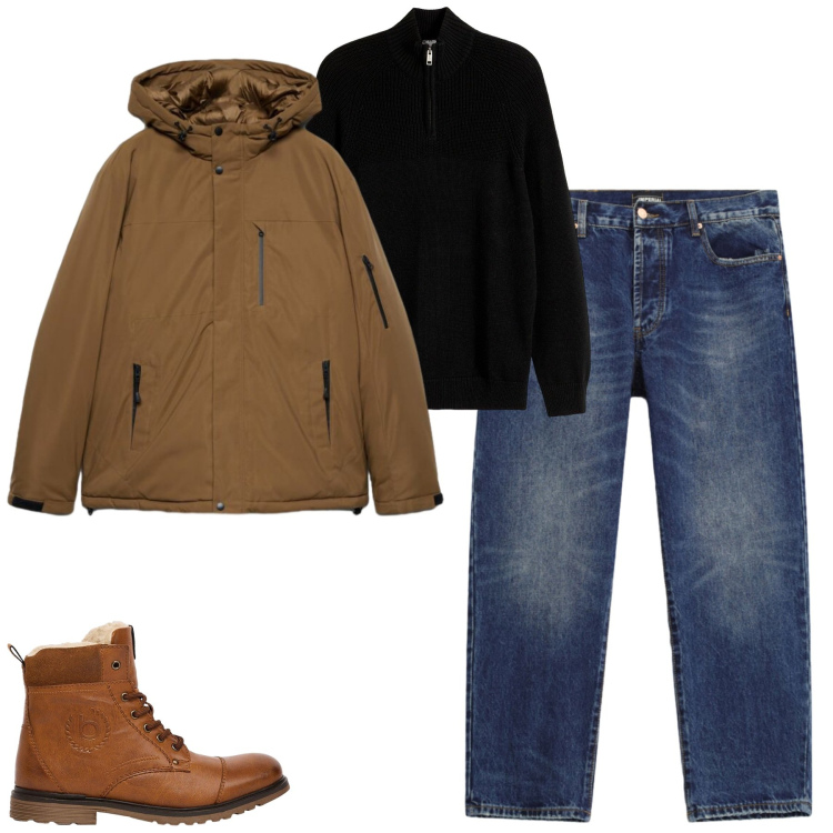 Outfit uomo - Il giubbotto tecnico. Stile Urban per Tutti i giorni. Abbinamento con jeans dritti, giacche, maglieria, stivali e stivaletti.
