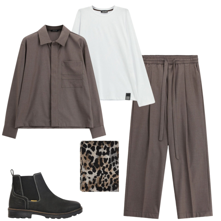 Outfit uomo - Ottobre. Stile Trendy per Tutti i giorni. Abbinamento con pantaloni, t-shirt, cappotti, sciarpe e foulard, stivali e stivaletti.