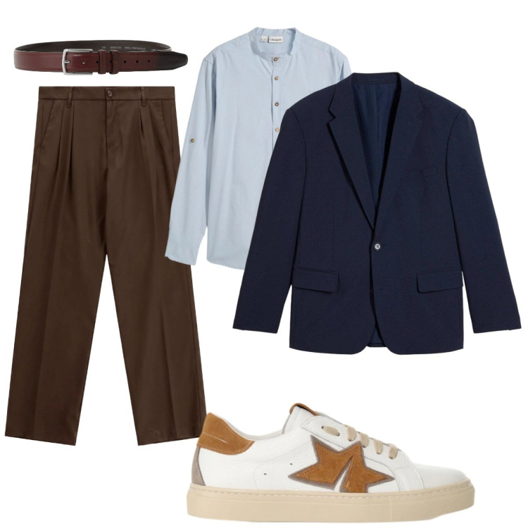 Outfit uomo - Total look #2492492. Stile Trendy per Tutti i giorni. Abbinamento con cinture, pantaloni, sneakers, camicie, giacche.