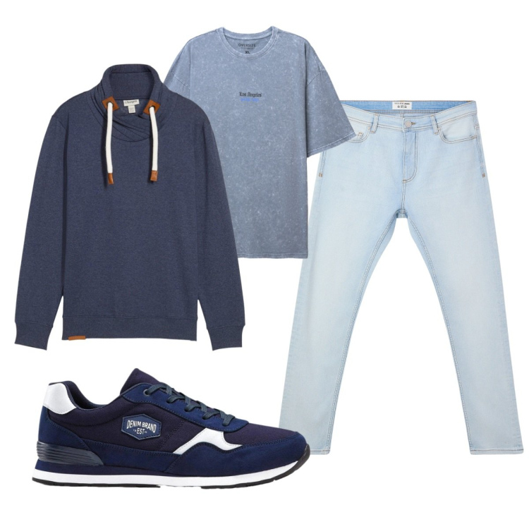 Outfit uomo - Total look #2492518. Stile Casual per Tutti i giorni. Abbinamento con jeans skinny, t-shirt, sneakers, felpe.