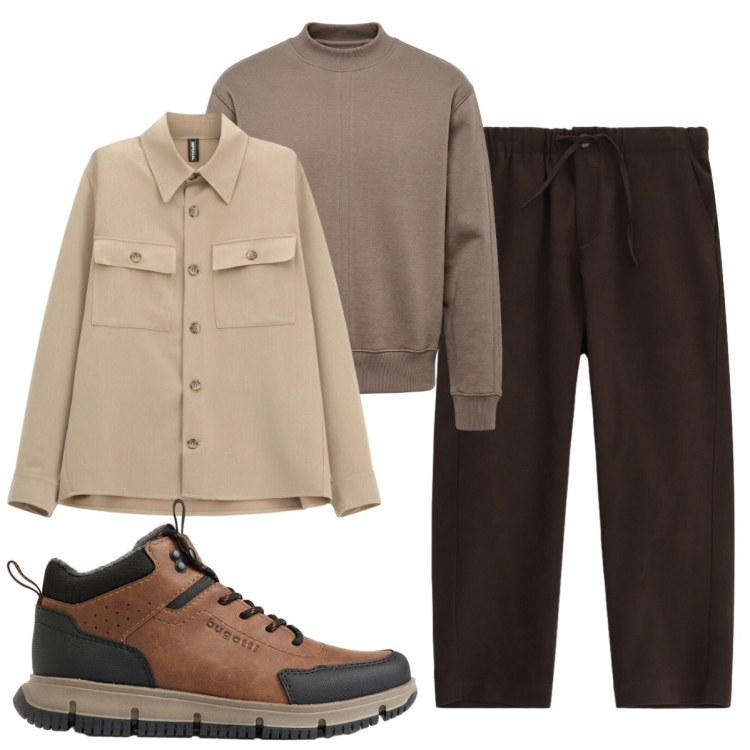 Outfit uomo - Total look #2492524. Stile Urban per Tutti i giorni. Abbinamento con felpe, cappotti, pantaloni, stivali e stivaletti.