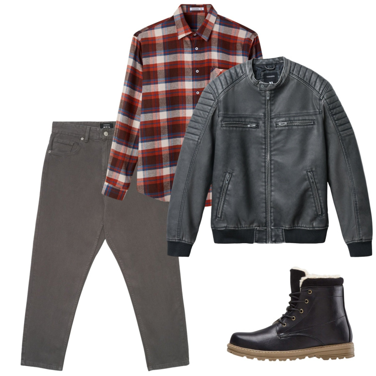 Outfit uomo - Weekend in montagna. Stile Casual per Tutti i giorni. Abbinamento con giacche, pantaloni, camicie, stivali e stivaletti.