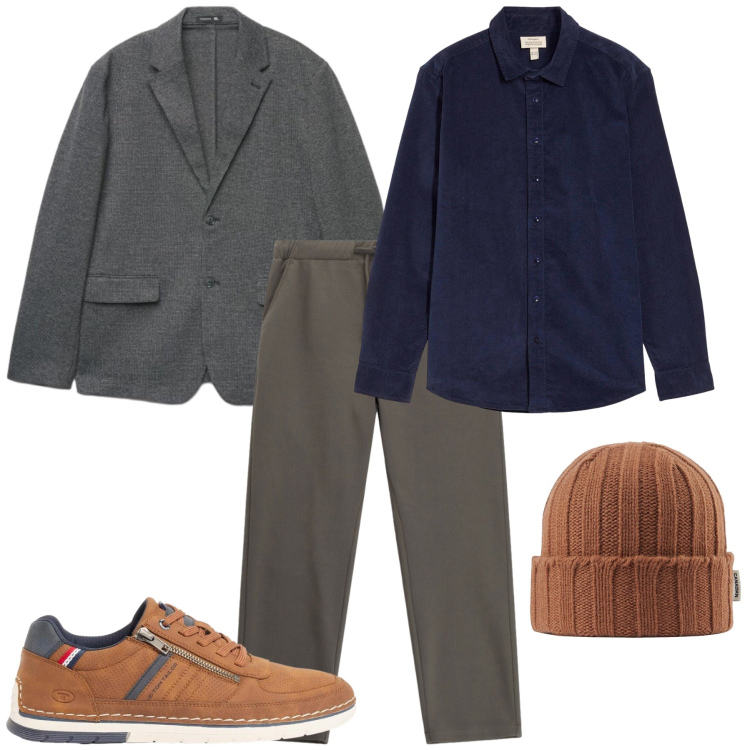 Outfit uomo - Total look #2492612. Stile Trendy per Tutti i giorni. Abbinamento con pantaloni, berretti, giacche, camicie, sneakers.