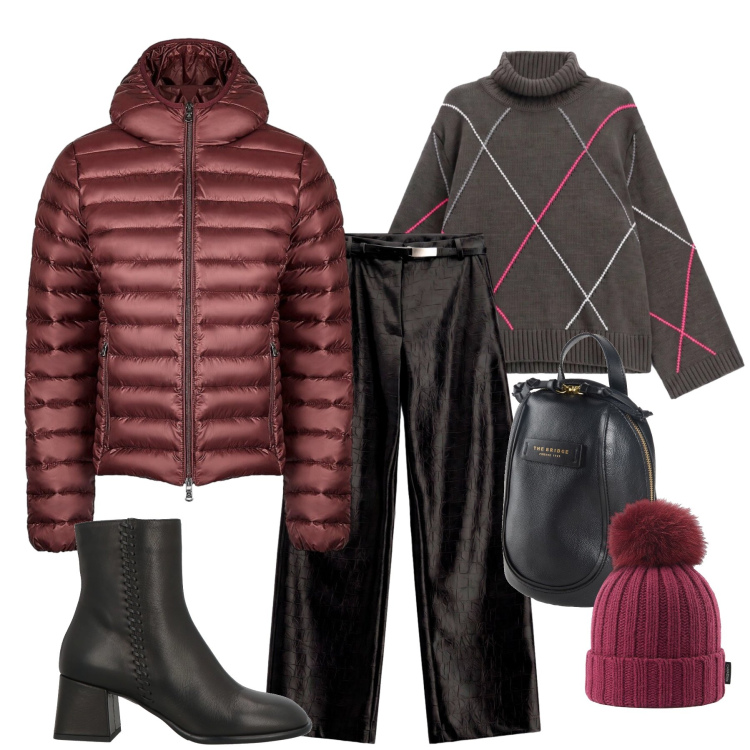 Outfit donna - Total look #2492619. Stile Glamour per Tutti i giorni. Abbinamento con pantaloni, pullovers, berretti, piumini, zaini, stivaletti.