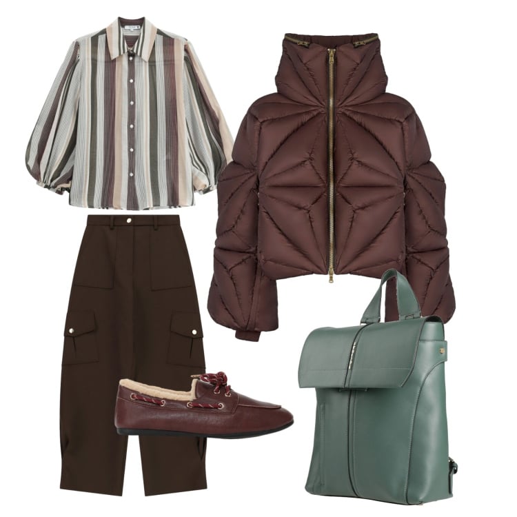 Outfit donna - La camicia a righe. Stile Casual chic per Tutti i giorni. Abbinamento con pantaloni cargo, camicie, scarpe stringate, piumini, zaini.
