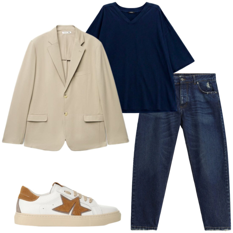 Outfit uomo - Total look #2492660. Stile Trendy per Serata speciale. Abbinamento con jeans, sneakers, t-shirt, giacche.