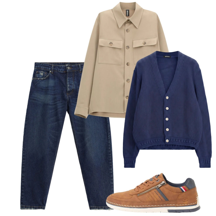 Outfit uomo - Casual curato. Stile Casual per Tutti i giorni. Abbinamento con jeans, cappotti, cardigans, sneakers.