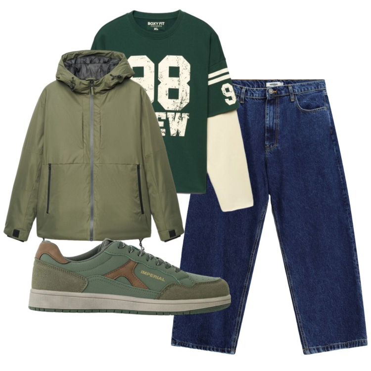 Outfit uomo - Total look #2492810. Stile Casual per Tutti i giorni. Abbinamento con jeans, sneakers, felpe, giacche.