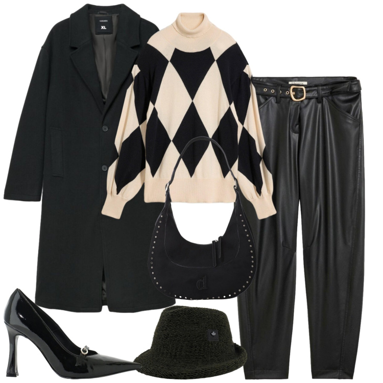 Outfit donna - Fall. Stile Casual chic per Tutti i giorni. Abbinamento con décolleté, borse a spalla, cappelli, cappotti, pullovers, pantaloni.