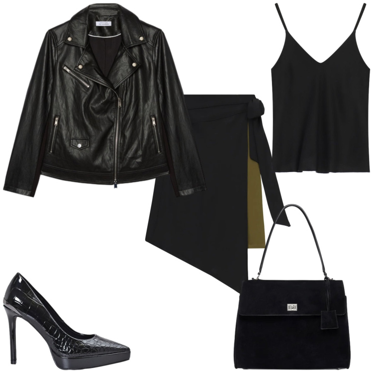Outfit donna - Total look #2492910. Stile Chic per Tutti i giorni. Abbinamento con giacche, borse a mano, décolleté, gonne longuette, top.