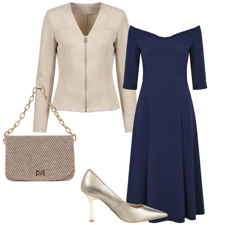 Outfit donna - Cerimonia ad ottobre. Stile Chic per Cerimonia. Abbinamento con vestiti midi/longuette, cappotti, décolleté, borse a spalla.
