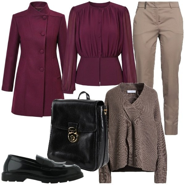 Outfit donna - Un week end lontano dalla routine. Stile Casual chic per Tutti i giorni. Abbinamento con mocassini, bluse, cappotti, pantaloni, pullovers, zaini.