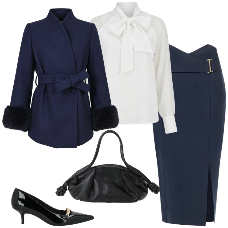 Outfit donna - Total look #2493117. Stile Bon Ton per Cerimonia. Abbinamento con bluse, cappotti, gonne longuette, borse a mano, décolleté.