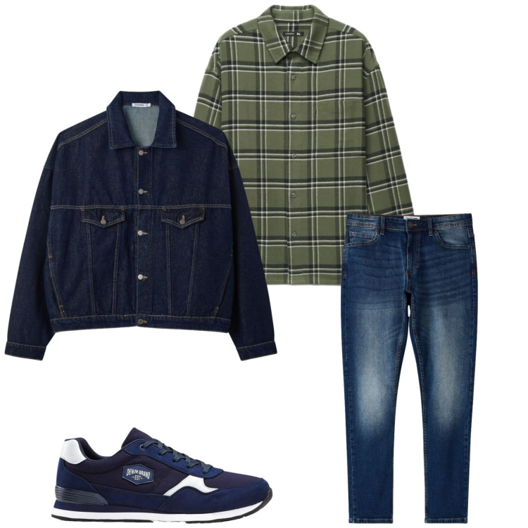 Outfit uomo - Total look #2493130. Stile Trendy per Tutti i giorni. Abbinamento con cappotti, jeans skinny, camicie, sneakers.