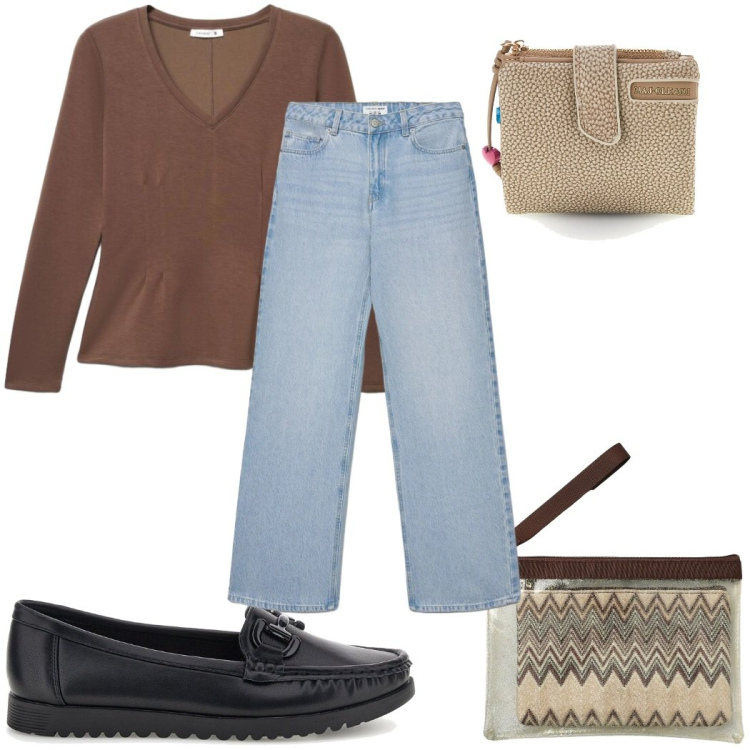 Outfit donna - Terranova - Fall Mid Season Sale casual. Stile Casual per Tutti i giorni. Abbinamento con t-shirt, jeans, pochette, portafogli, mocassini.