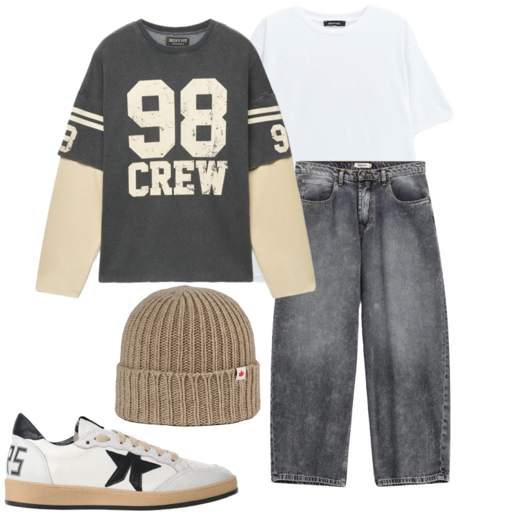Outfit uomo - Total look #2493197. Stile Casual per Tutti i giorni. Abbinamento con jeans, t-shirt, sneakers, berretti, felpe.