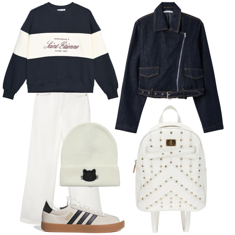 Outfit donna - Total look #2493209. Stile Mannish per Scuola/Università. Abbinamento con felpe, jeans, cappotti, berretti, zaini, sneakers.