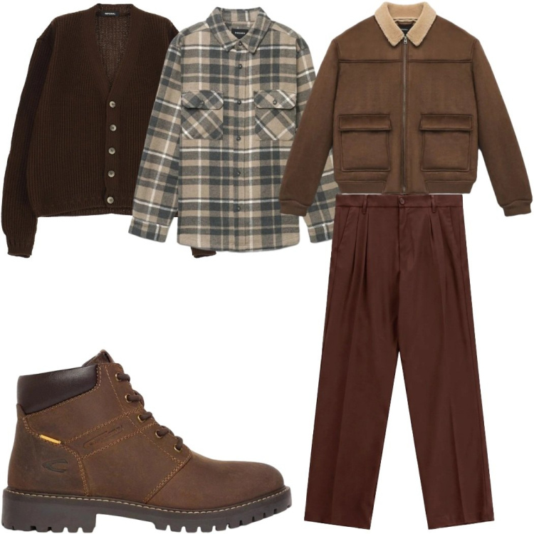 Outfit uomo - Maglieria e layering il cardigan. Stile Casual per Tutti i giorni. Abbinamento con cardigans, pantaloni, camicie, giacche, stivali e stivaletti.