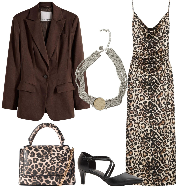 Outfit donna - Total look #2493218. Stile Glamour per Serata fuori. Abbinamento con collane, borse a tracolla, vestiti lunghi, blazer, décolleté.
