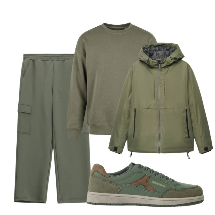 Outfit uomo - Total look #2493274. Stile Casual per Tutti i giorni. Abbinamento con sneakers, pantaloni cargo, felpe, giacche.