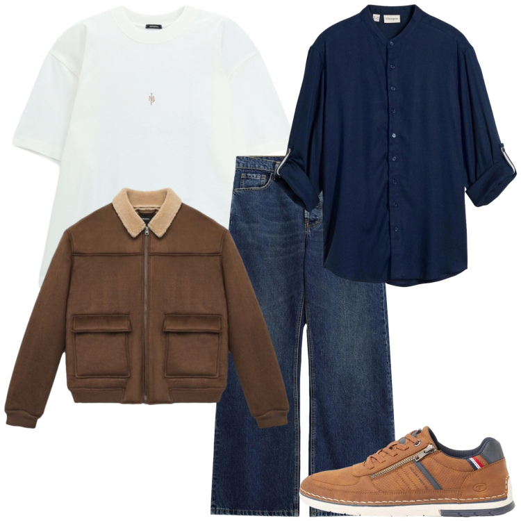 Outfit uomo - Total look #2493310. Stile Casual per Tutti i giorni. Abbinamento con t-shirt, jeans, giacche, sneakers, camicie.