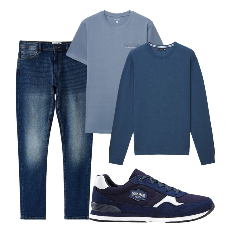 Outfit uomo - Total look #2493333. Stile Casual per Tutti i giorni. Abbinamento con maglieria, t-shirt, jeans skinny, sneakers.
