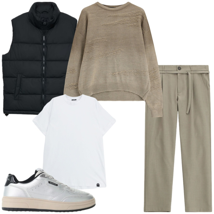 Outfit uomo - Total look #2493347. Stile Casual per Tutti i giorni. Abbinamento con t-shirt, maglieria, pantaloni, sneakers, piumini.