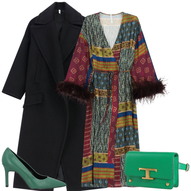 Outfit donna - Total look #2493515. Stile Chic per Serata fuori. Abbinamento con vestiti midi/longuette, cappotti, marsupi, décolleté.