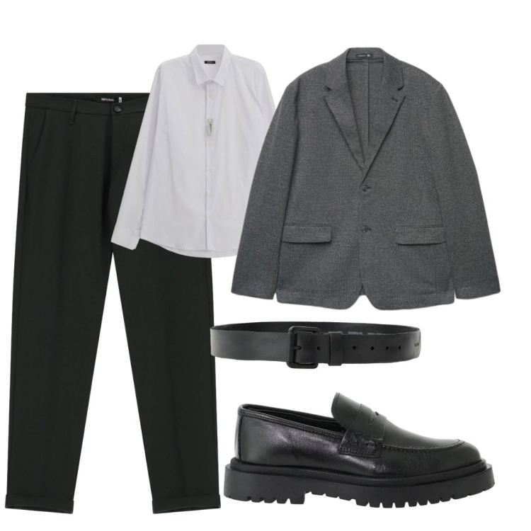Outfit uomo - Total look #2493583. Stile Business/Elegante per Ufficio. Abbinamento con camicie, cinture, scarpe stringate, pantaloni, giacche.