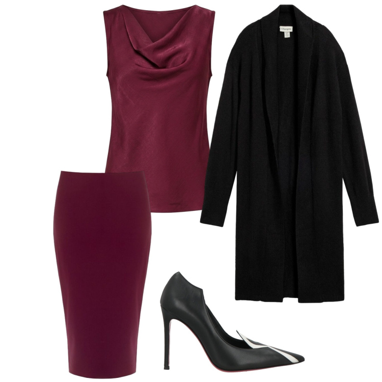 Outfit donna - Total look #2493604. Stile Chic per Serata fuori. Abbinamento con gonne longuette, canottiere, décolleté, cardigans.