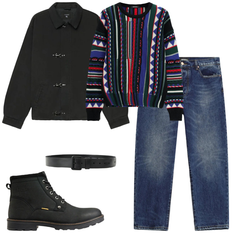 Outfit uomo - Il maglione Imperial. Stile Urban per Tutti i giorni. Abbinamento con maglieria, cinture, jeans dritti, cappotti, stivali e stivaletti.