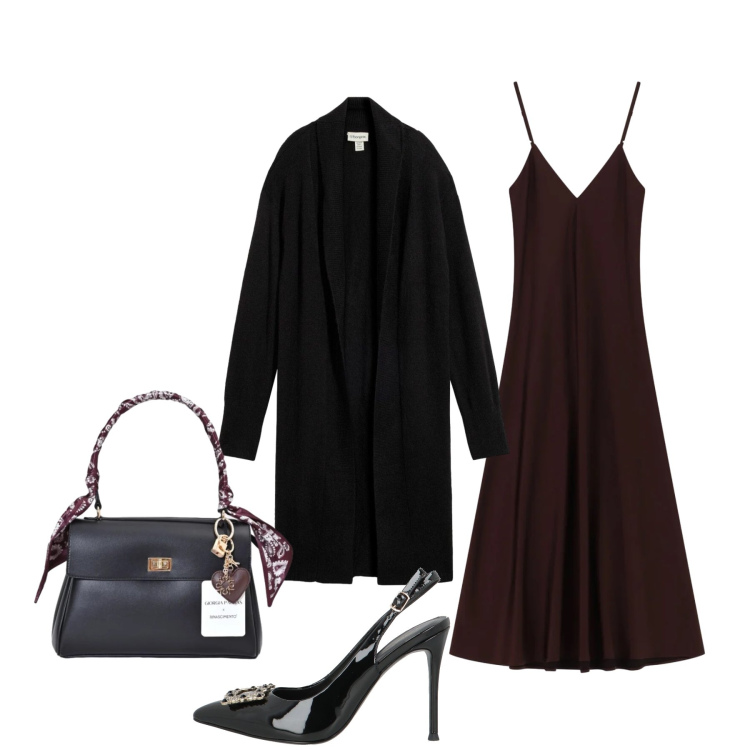 Outfit donna - Satin e tacchi a spillo. Stile Glamour per Serata fuori. Abbinamento con vestiti lunghi, borse a mano, décolleté, cardigans.