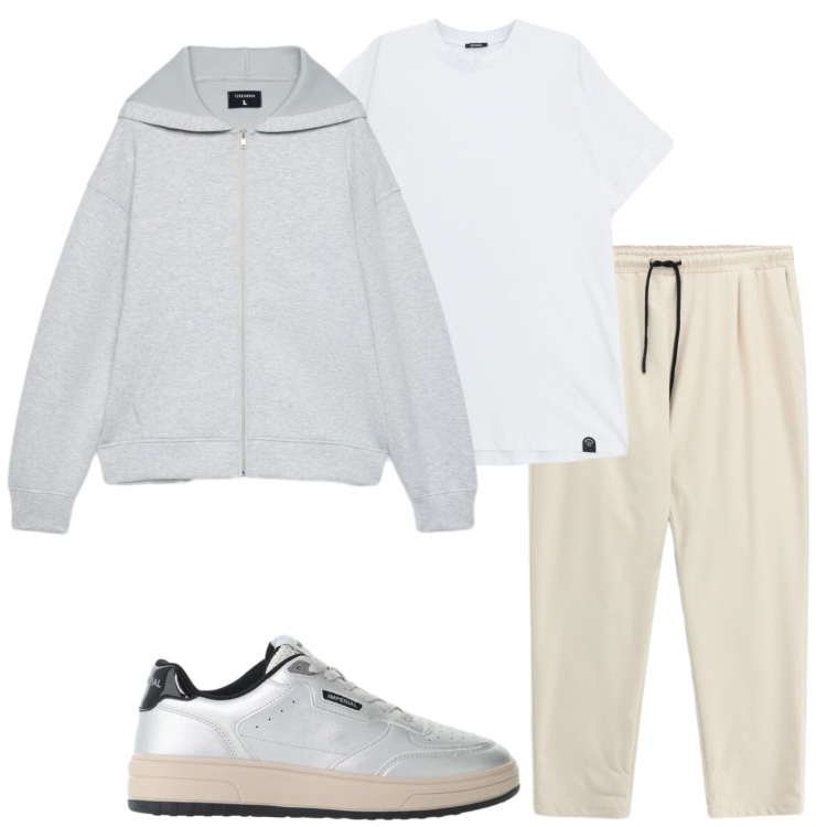 Outfit uomo - Sport in chiaro. Stile Casual per Sport. Abbinamento con t-shirt, pantaloni, sneakers, felpe con cappuccio.