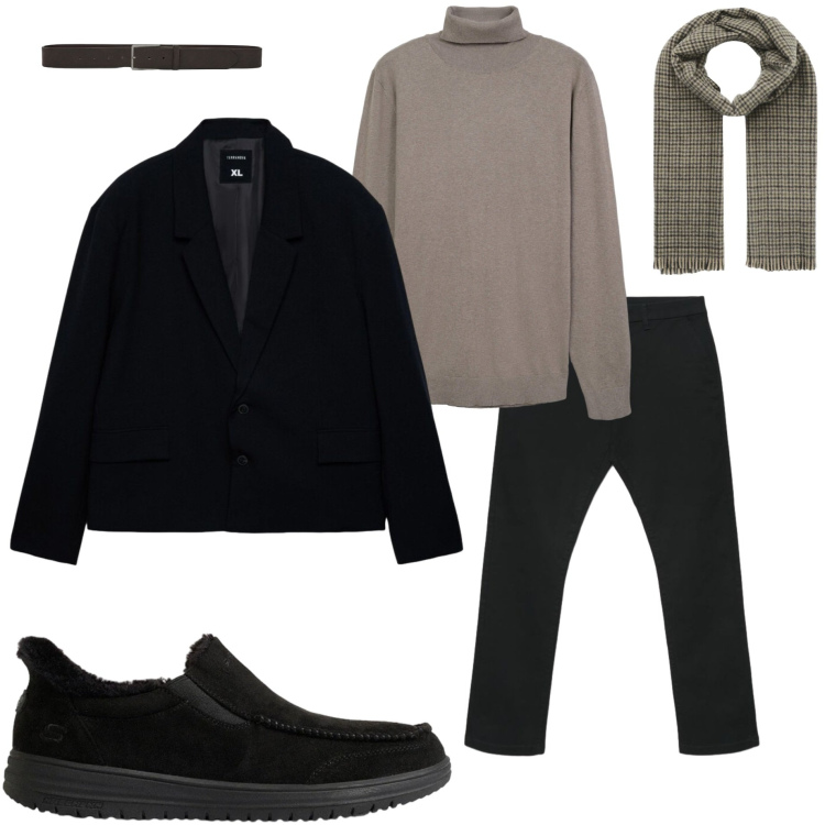 Outfit uomo - Completo destrutturato. Stile Casual per Tutti i giorni. Abbinamento con maglieria, giacche, cinture, pantaloni chino, sciarpe, sneakers.