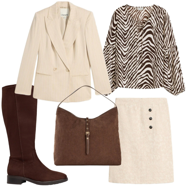 Outfit donna - Tunica graffiante. Stile Casual per Tutti i giorni. Abbinamento con gonne, stivali, blazer, bluse, shopping bag.
