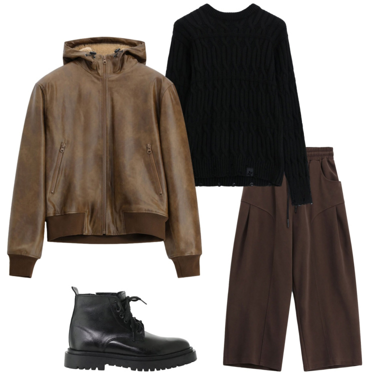 Outfit uomo - Imperial look. Stile Urban per Tutti i giorni. Abbinamento con anfibi, bomber, maglieria, pantaloni.