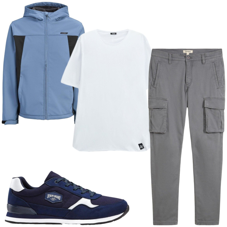 Outfit uomo - Total look #2493975. Stile Casual per Tutti i giorni. Abbinamento con t-shirt, sneakers, pantaloni cargo, giacche.