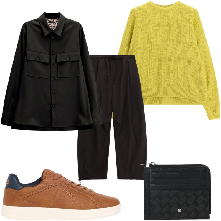 Outfit uomo - Total look #2494014. Stile Casual per Tutti i giorni. Abbinamento con pantaloni, maglieria, cappotti, portafogli, sneakers.