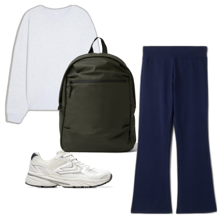 Outfit mujer - Basic look. Estilo Basic para Todos los días. Combinación con sneakers, sudaderas, mochilas, pantalones.
