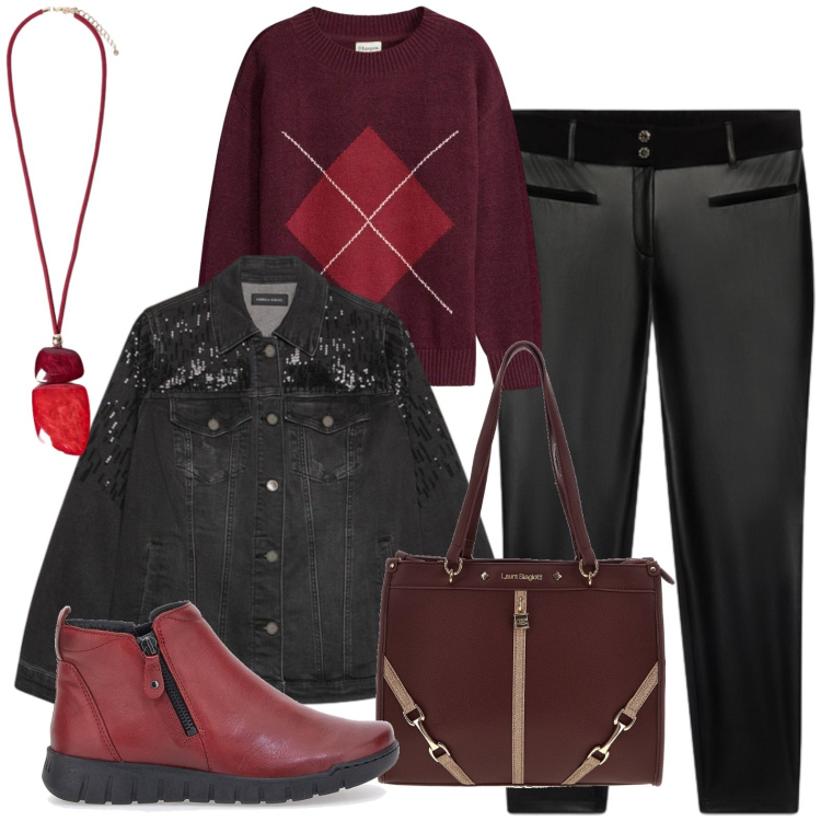 Outfit donna - Ottobre. Stile Casual per Tutti i giorni. Abbinamento con cappotti, ciondoli, pantaloni skinny, maglieria, stivaletti, borse a spalla.