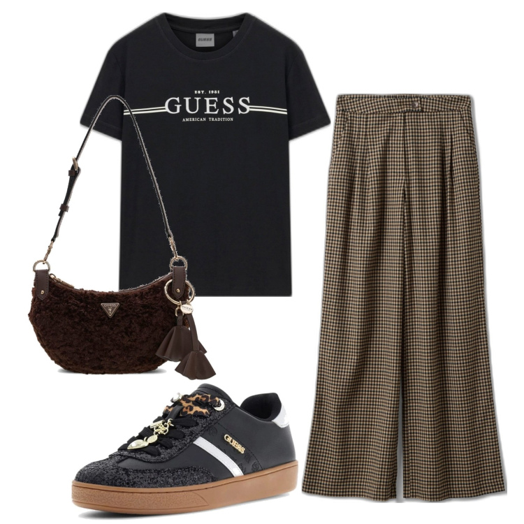 Outfit mujer - Urban style. Estilo Urban para Todos los días. Combinación con sneakers, bandoleras, camiseta, pantalones.