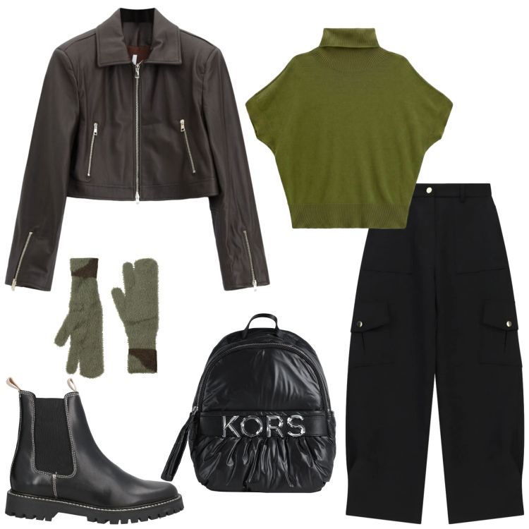 Outfit donna - I pantaloni cargo. Stile Military per Serata fuori. Abbinamento con pantaloni cargo, t-shirt, giacche, zaini, stivaletti chelsea, guanti.