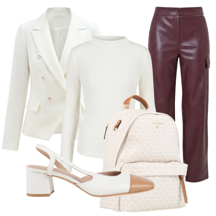 Outfit donna - Cargo pants - @pamela. Stile Glamour per Ufficio. Abbinamento con blazer, pantaloni cargo, maglieria, décolleté, zaini.