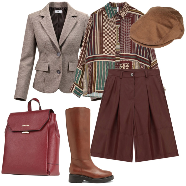 Outfit donna - Viaggio in scozia. per Tutti i giorni. Abbinamento con blazer, camicie, bermuda, cappelli, stivali, zaini.
