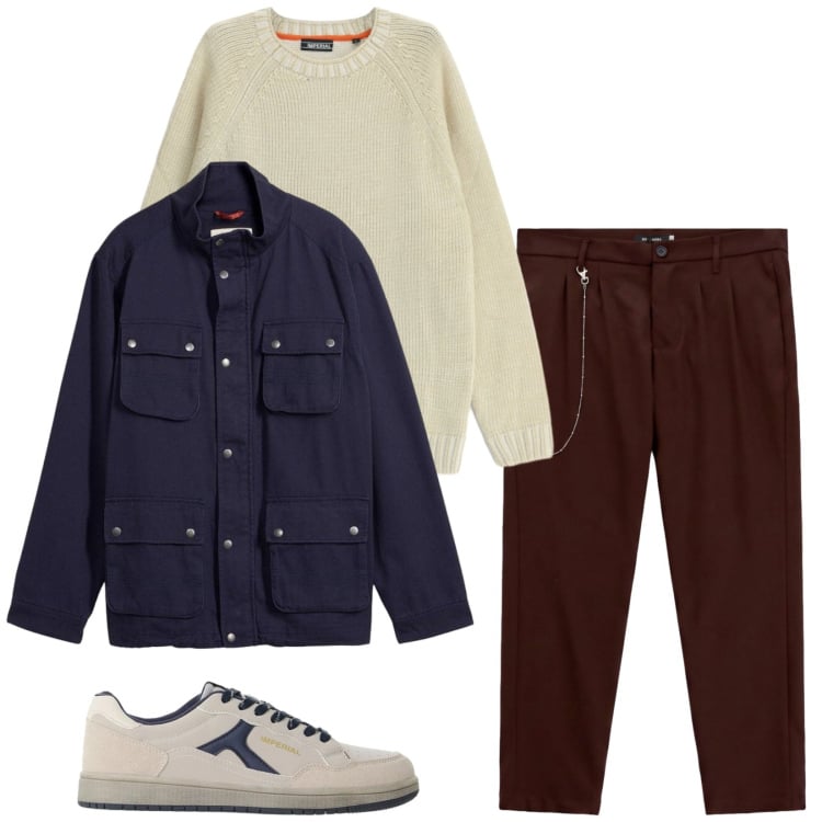Outfit uomo - Friday night. Stile Casual per Serata speciale. Abbinamento con pantaloni, sneakers, maglieria, giacche.