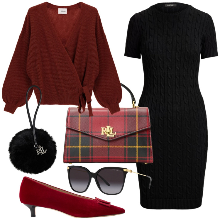 Outfit donna - La Capsule Wardrobe. Stile Bon Ton per Tutti i giorni. Abbinamento con vestiti a tubino, décolleté, portachiavi, occhiali da sole, borse a mano, cardigans.